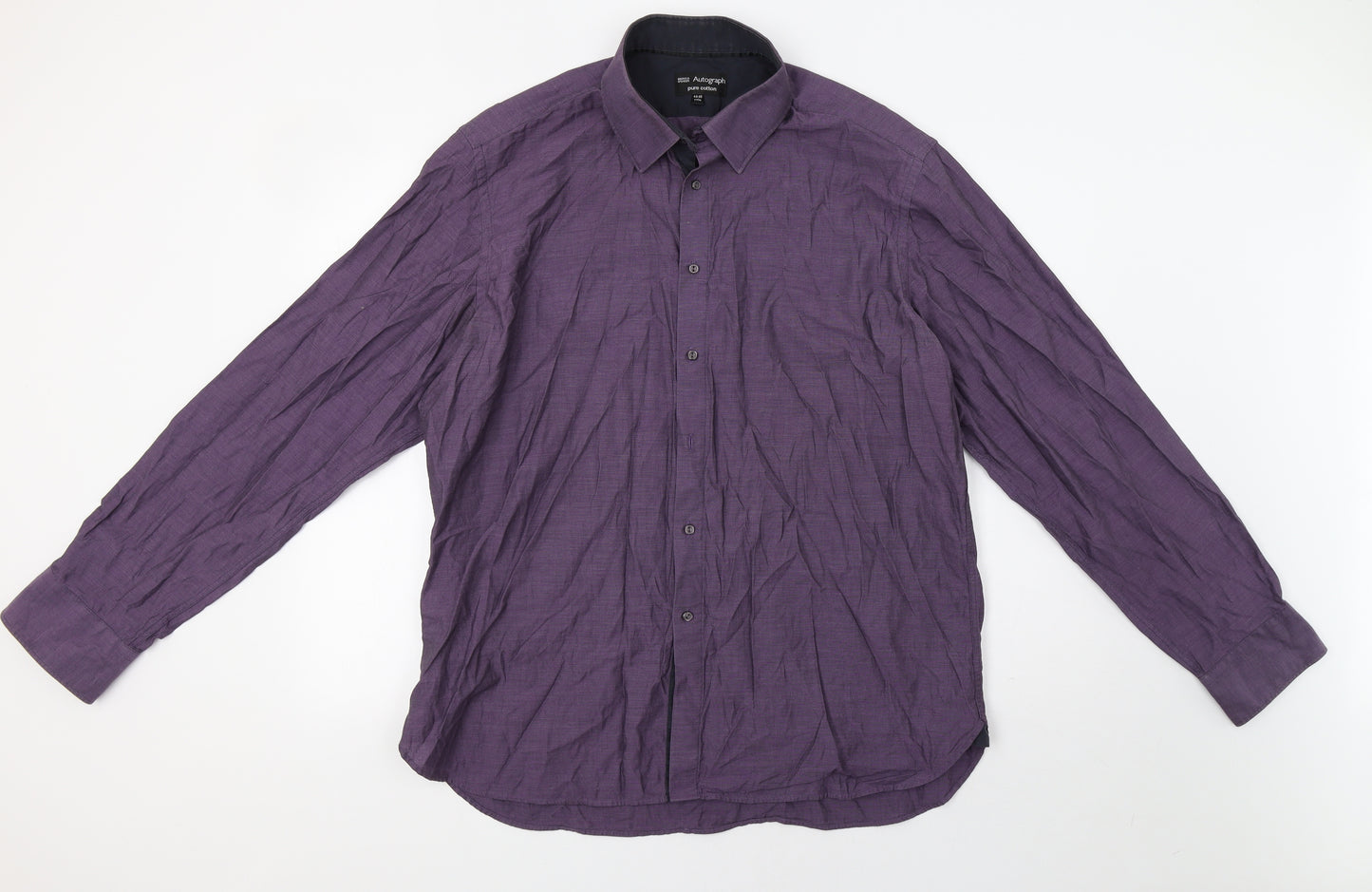 M&S Mens Purple    Dress Shirt Size 17.5