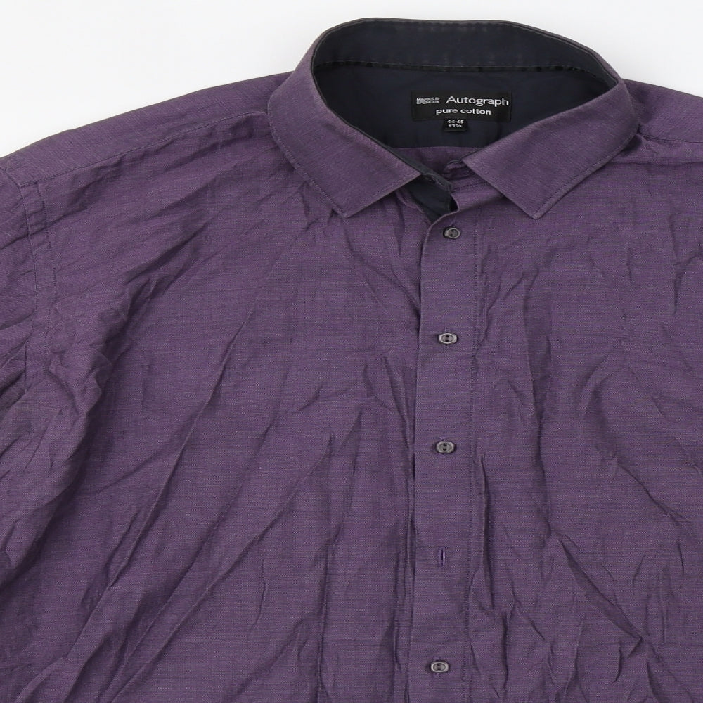M&S Mens Purple    Dress Shirt Size 17.5