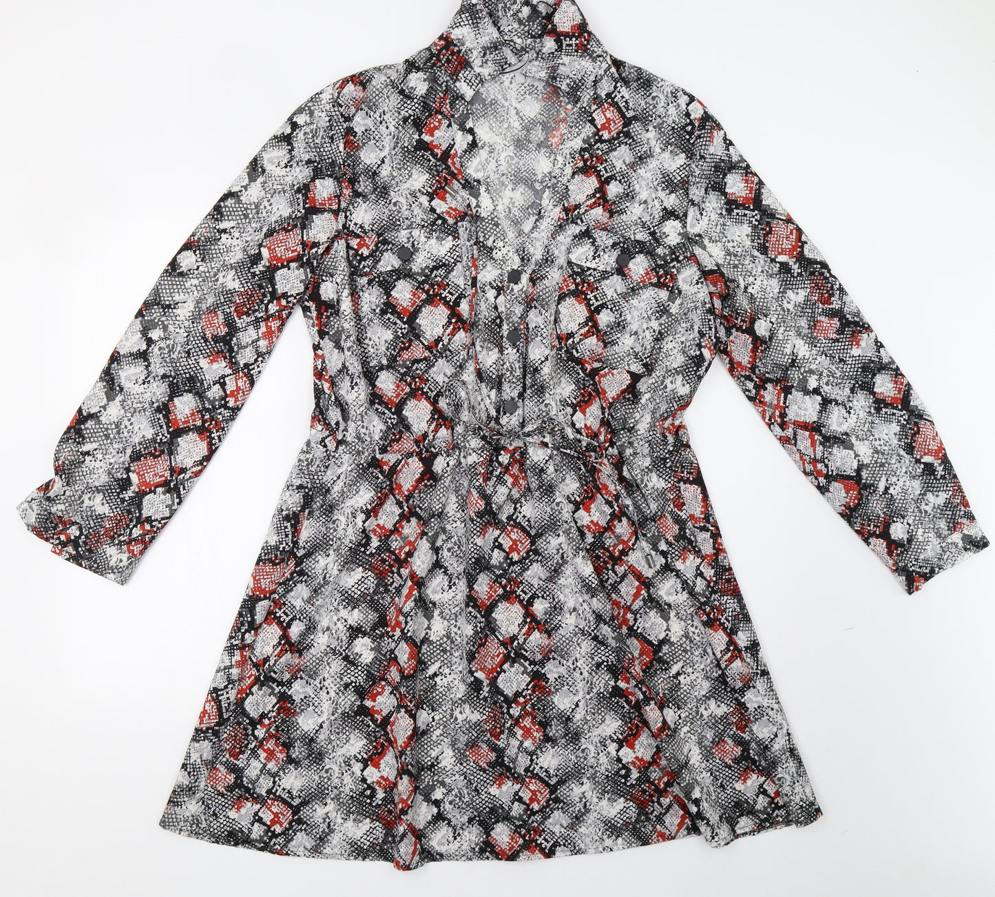 Red Herring Womens Grey Animal Print  Shirt Dress  Size 16