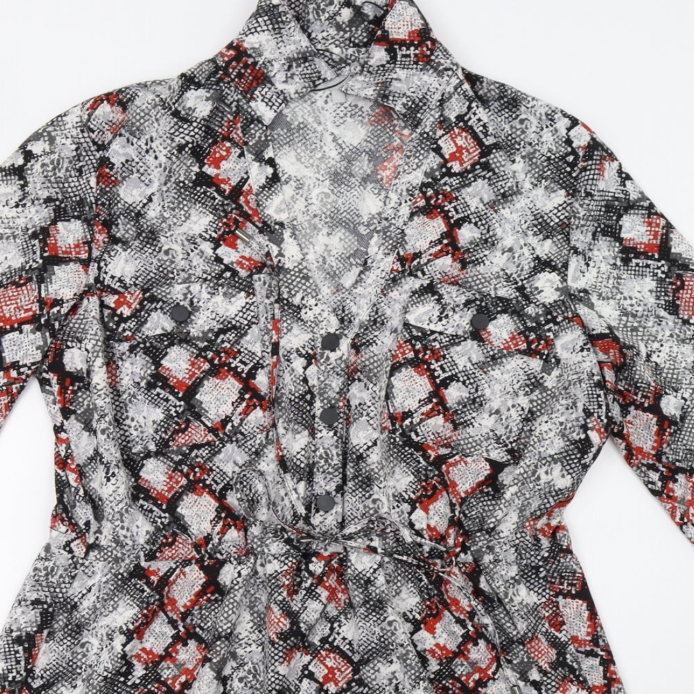 Red Herring Womens Grey Animal Print  Shirt Dress  Size 16