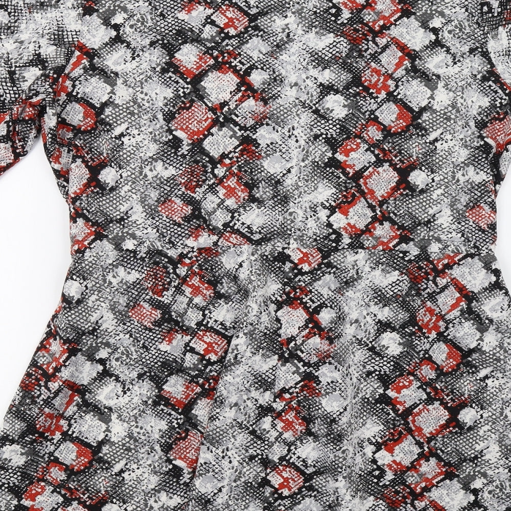 Red Herring Womens Grey Animal Print  Shirt Dress  Size 16