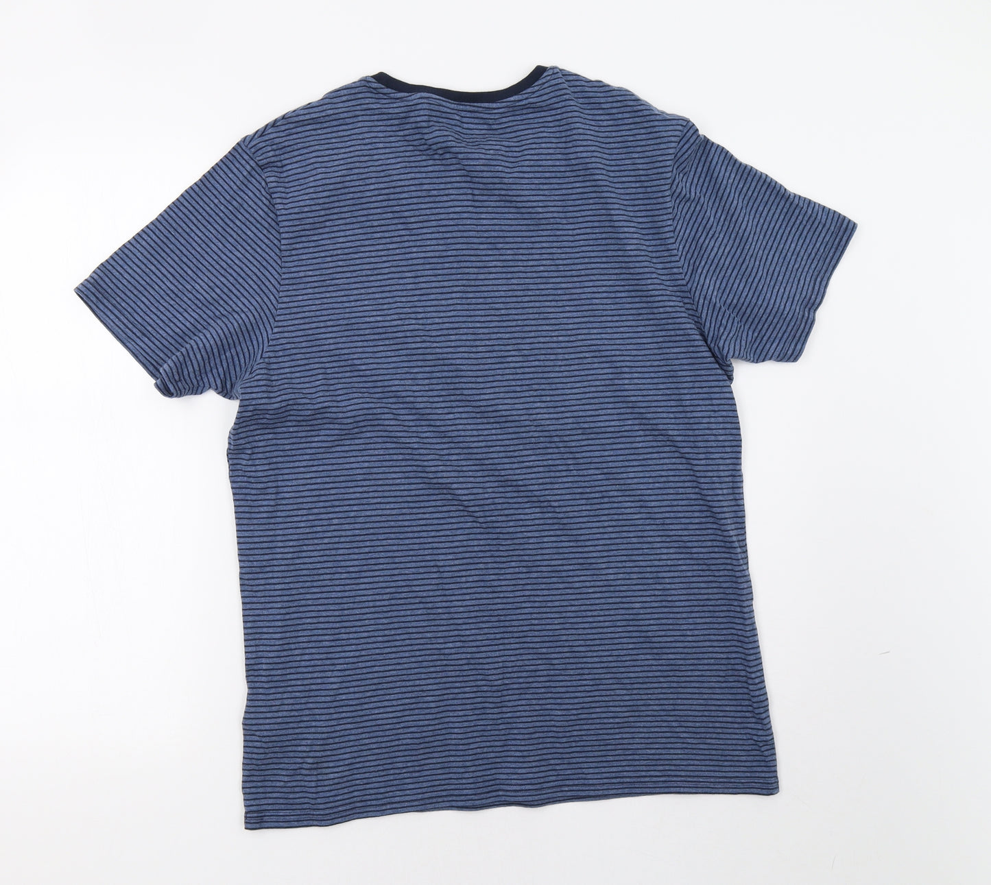 M&S Mens Blue Striped   T-Shirt Size M