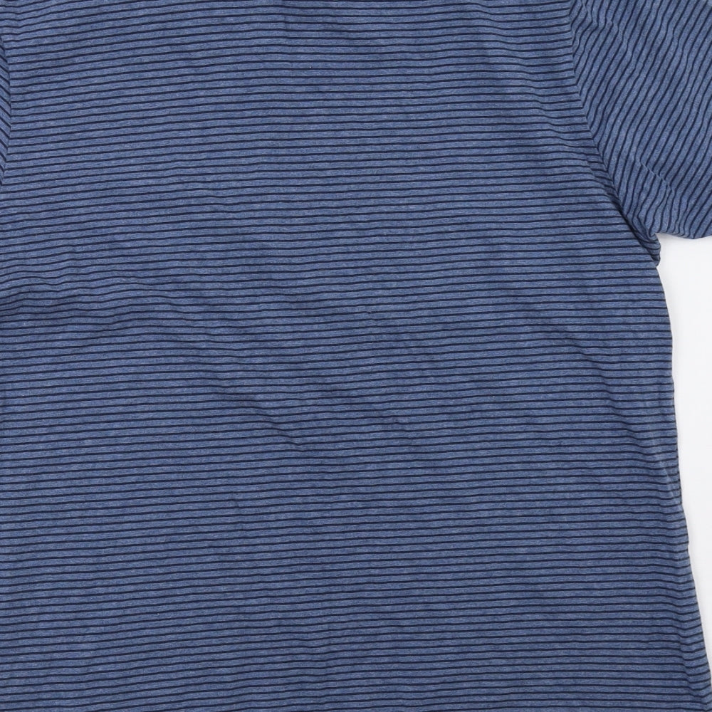 M&S Mens Blue Striped   T-Shirt Size M