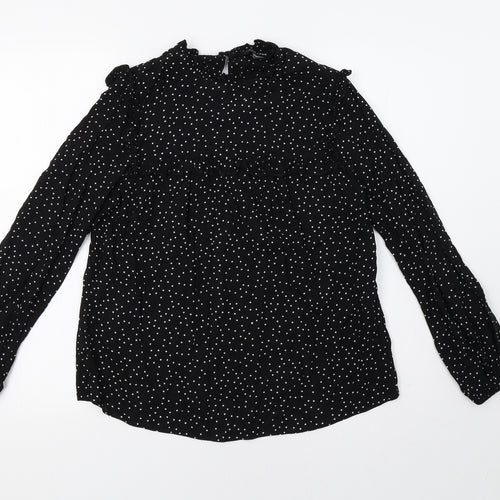 New Lok Womens Black Polka Dot  Basic Blouse Size 8