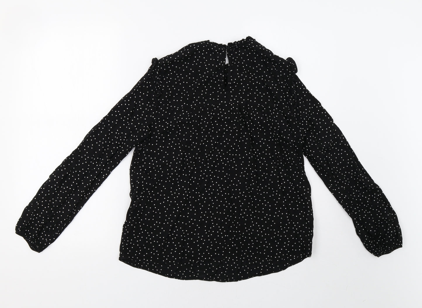 New Lok Womens Black Polka Dot  Basic Blouse Size 8