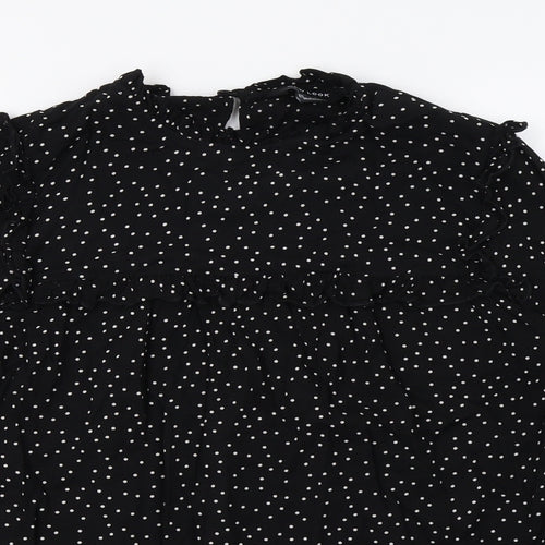 New Lok Womens Black Polka Dot  Basic Blouse Size 8