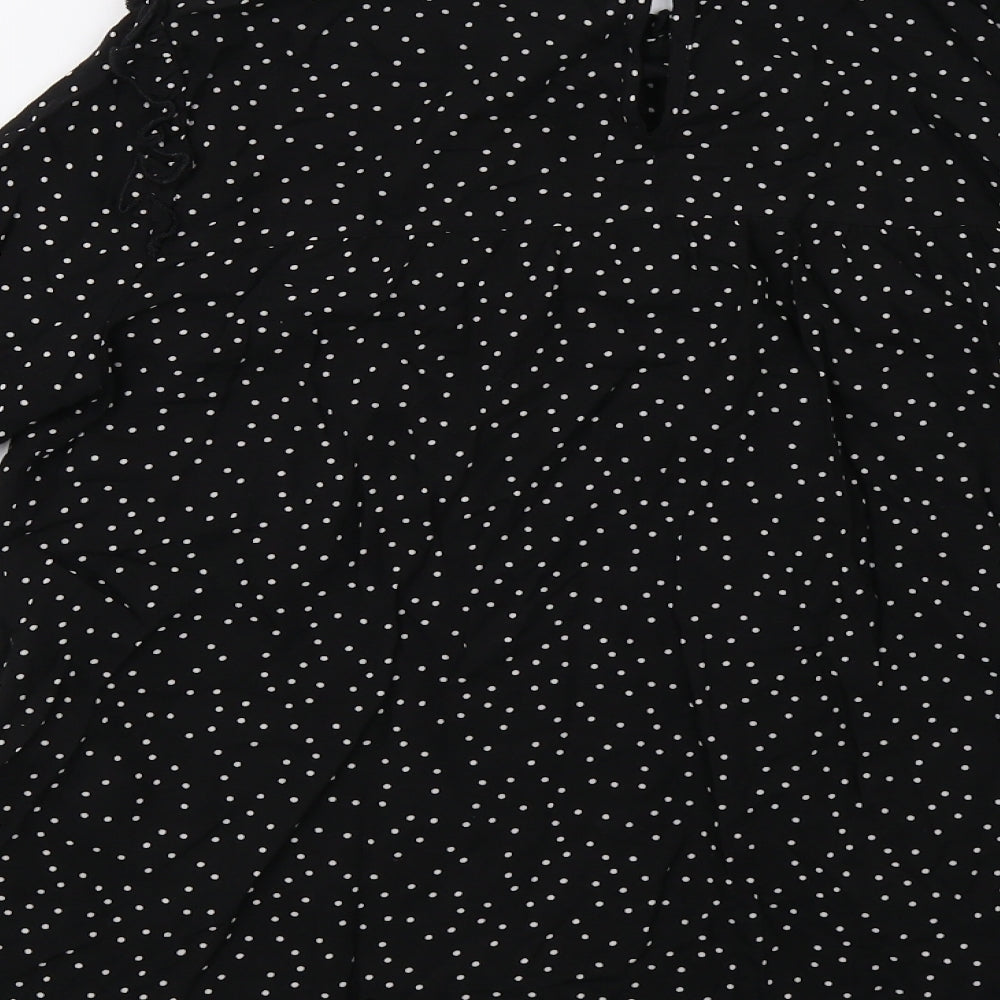 New Lok Womens Black Polka Dot  Basic Blouse Size 8