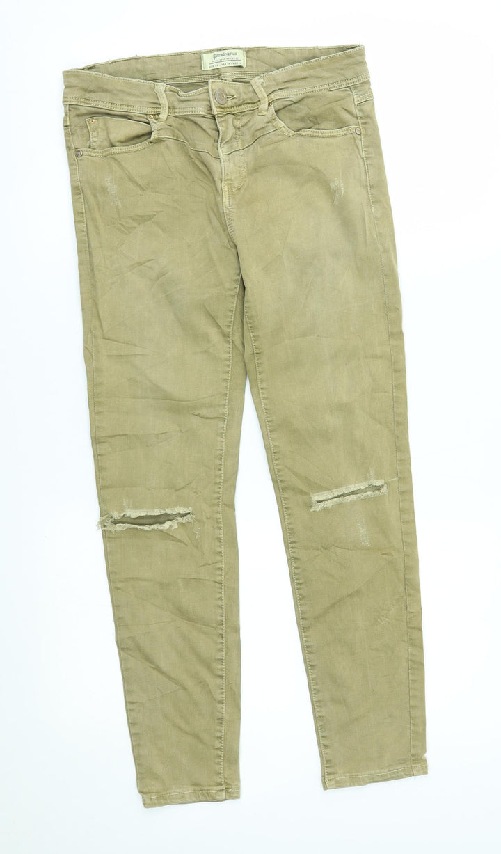 Stradivarius Womens Beige Straight Jeans Size 10 L25 in
