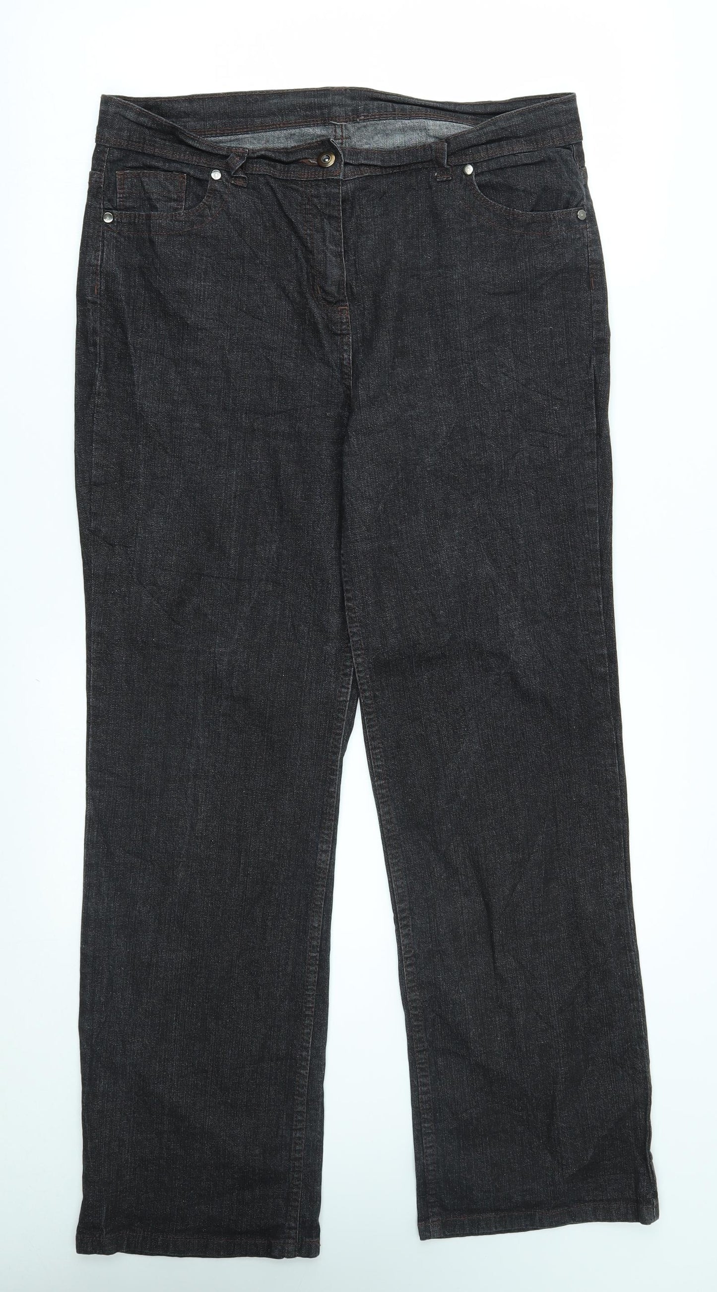 M&S Womens Black   Straight Jeans Size 16 L29 in