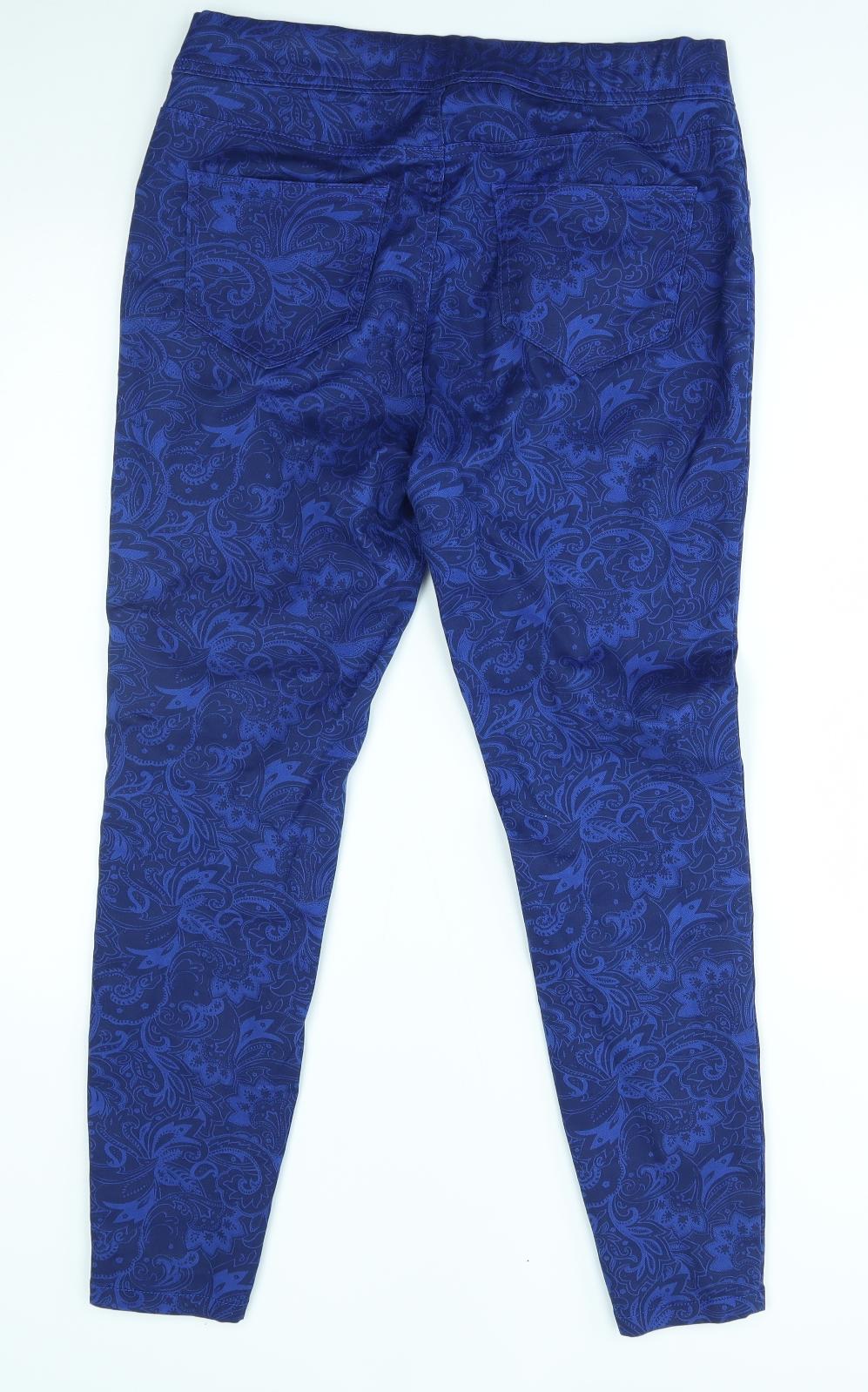 TU Womens Blue Paisley  Jegging Jeans Size 14 L26 in