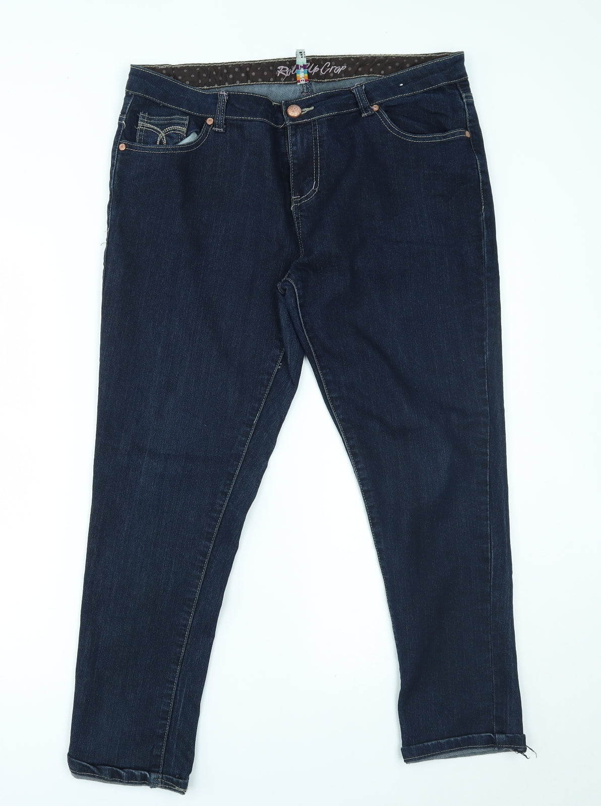 Primark Womens Blue   Cropped Jeans Size 16 L25 in - roll up crop