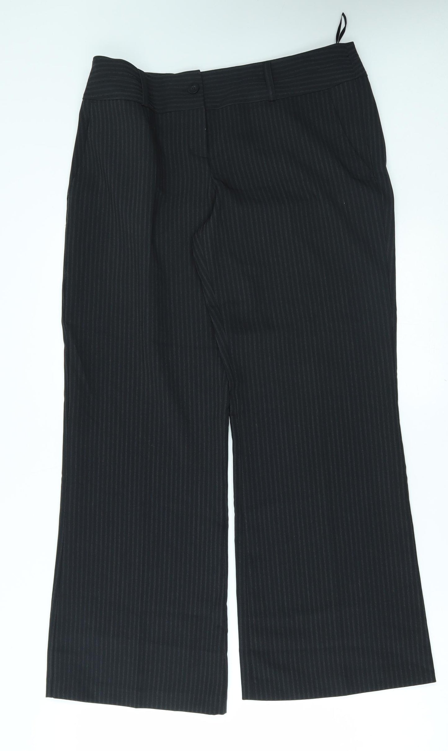 petit Womens Black Striped  Trousers  Size 12 L27 in