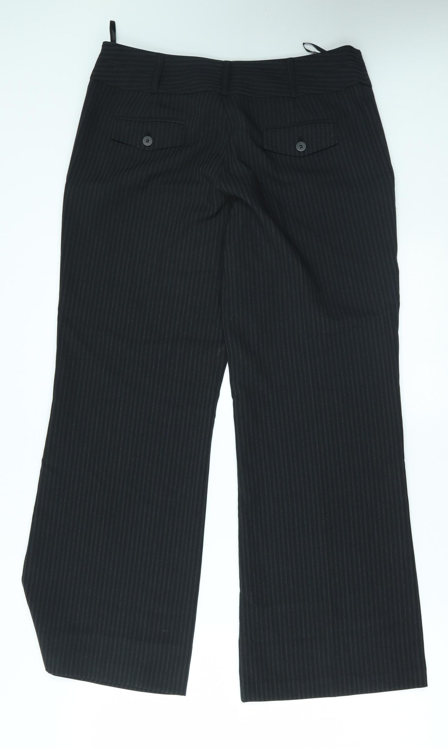petit Womens Black Striped  Trousers  Size 12 L27 in
