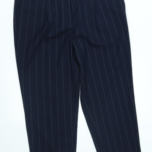 M&S Womens Blue Striped  Trousers  Size 12 L24 in