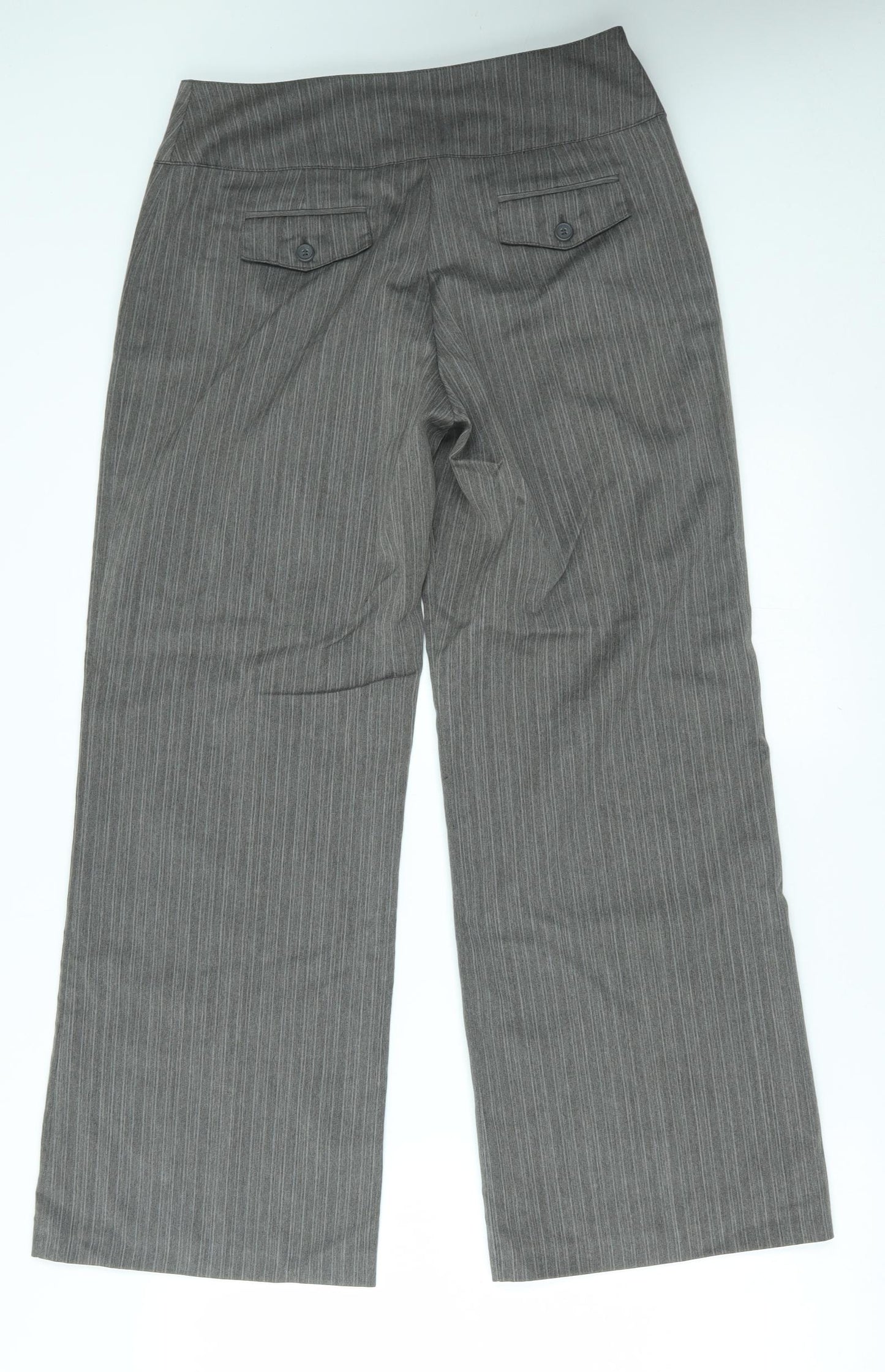 petite Womens Grey Striped  Trousers  Size 12 L27 in
