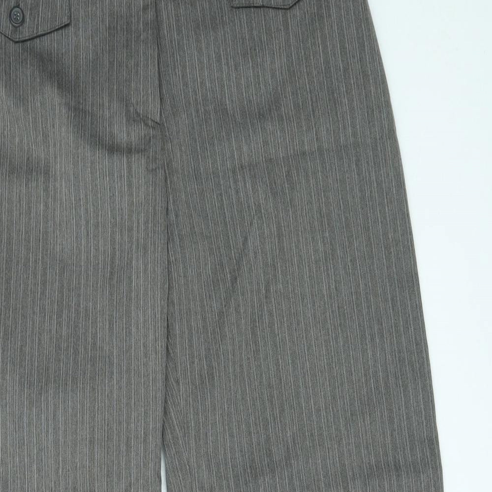 petite Womens Grey Striped  Trousers  Size 12 L27 in