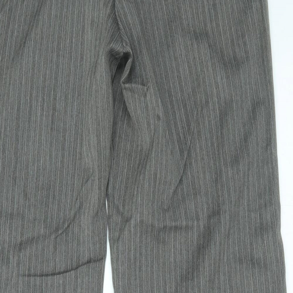 petite Womens Grey Striped  Trousers  Size 12 L27 in