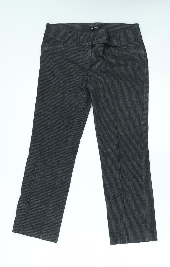 ORSAY Womens Black Striped Trousers Size 8 L24 in