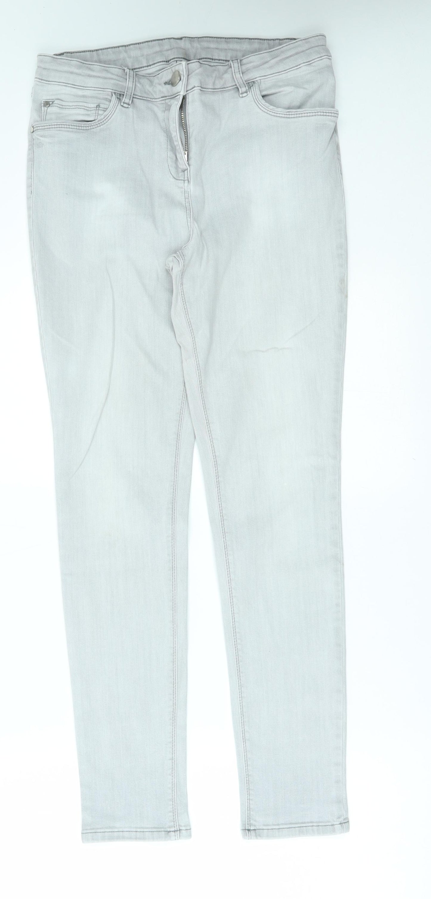 Preworn Womens Grey   Skinny Jeans Size 14 L28 in
