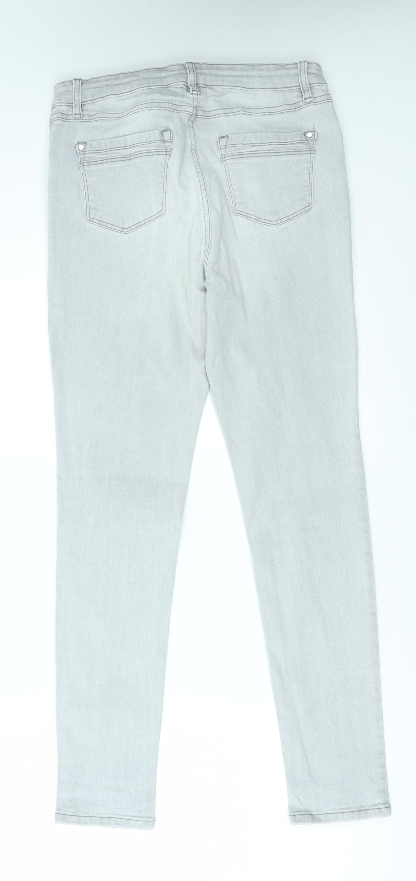 Preworn Womens Grey   Skinny Jeans Size 14 L28 in