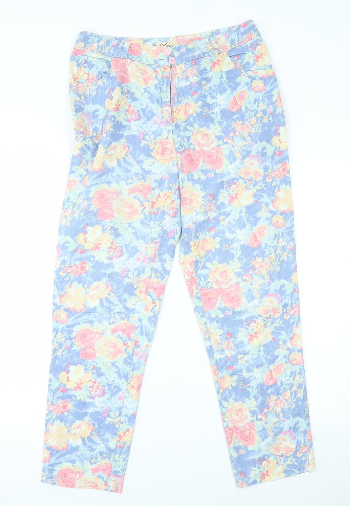 ango Womens Blue Floral Straight Jeans Size 30 in L26 in