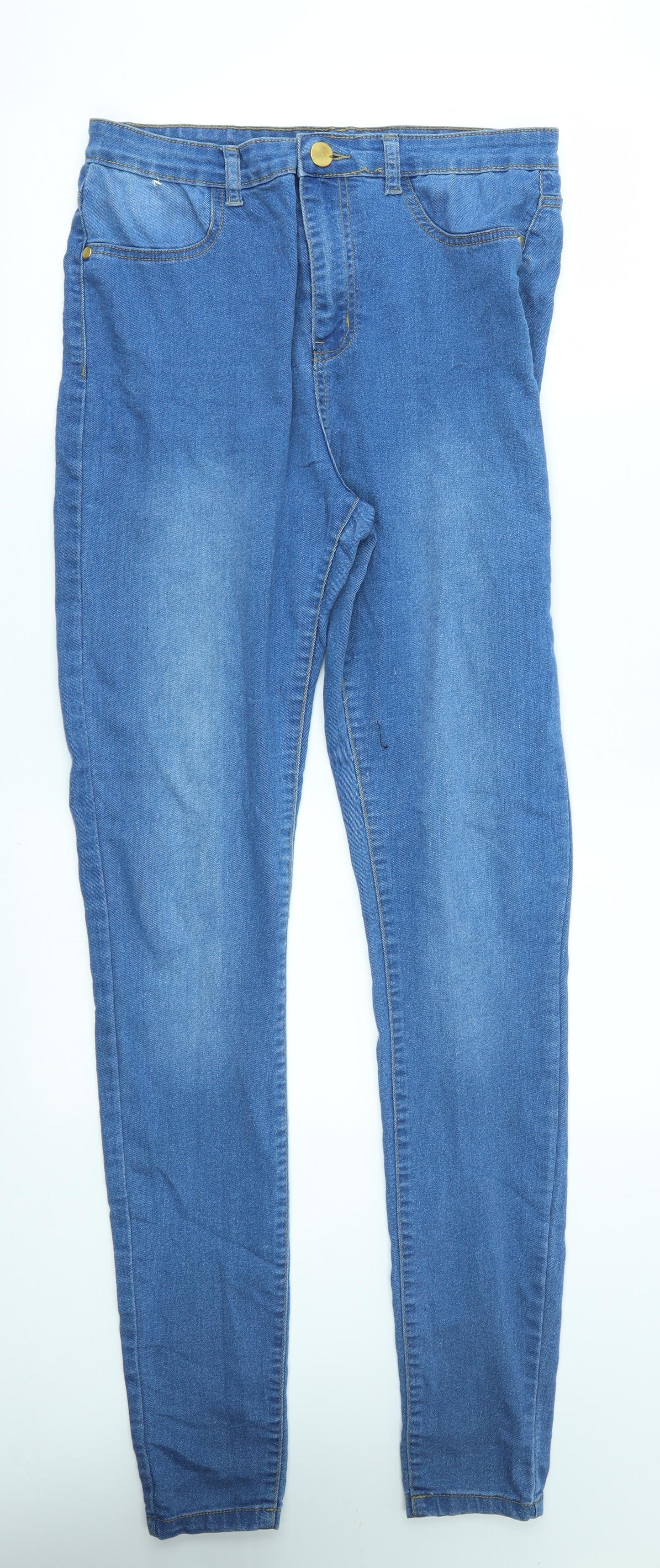 Boohoo Womens Blue   Straight Jeans Size 14 L35 in - long leg