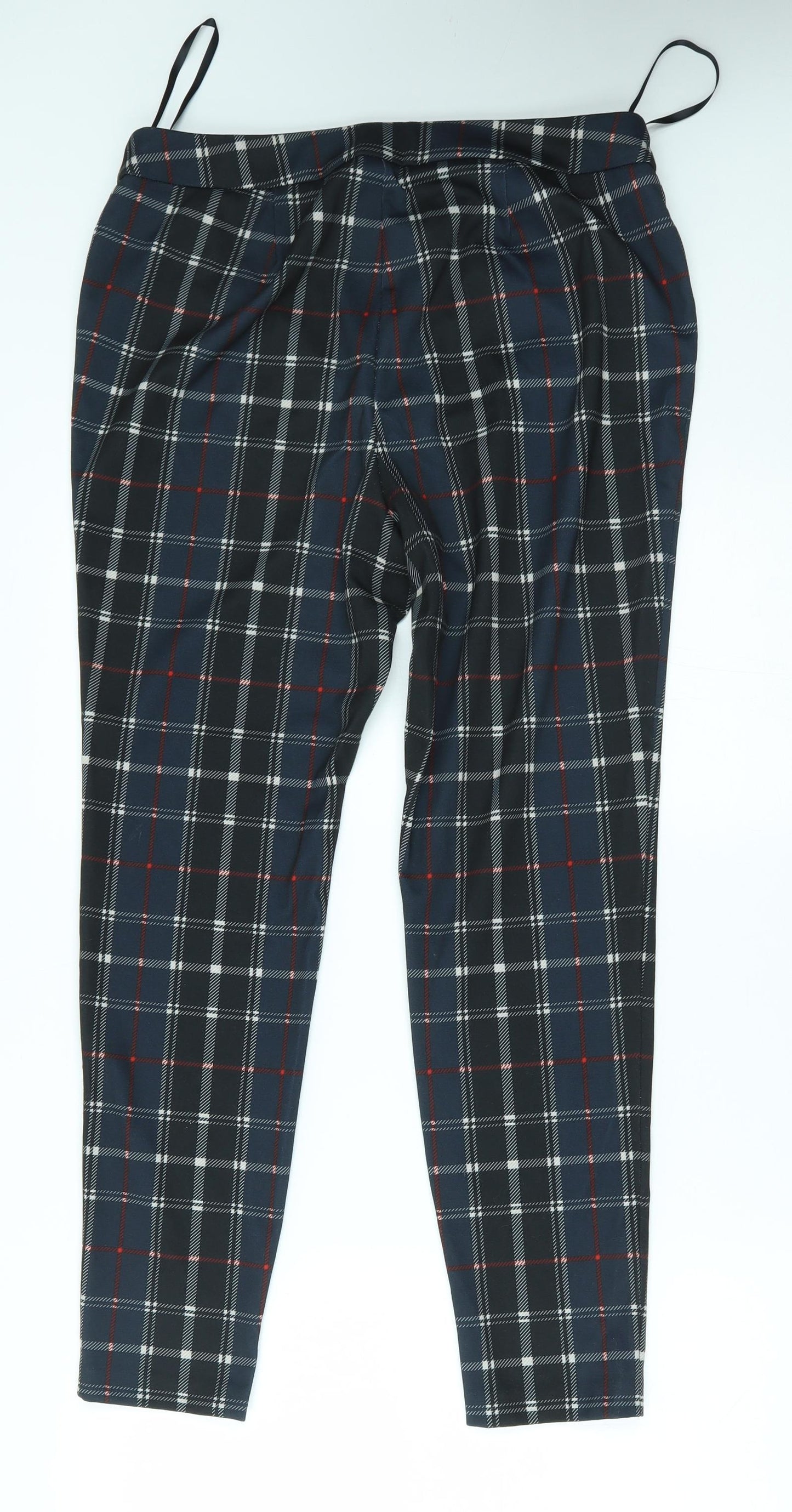 M&S Womens Blue Plaid  Trousers  Size 12 L20 in