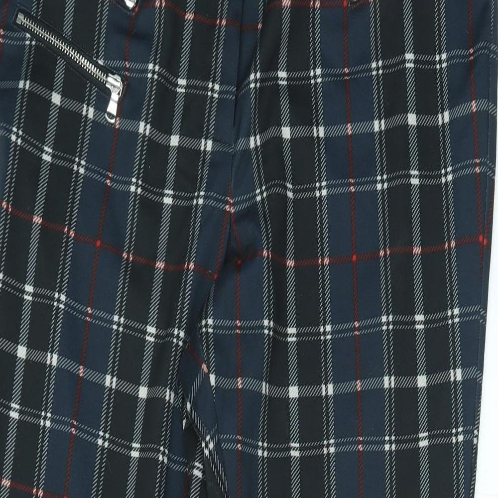 M&S Womens Blue Plaid  Trousers  Size 12 L20 in