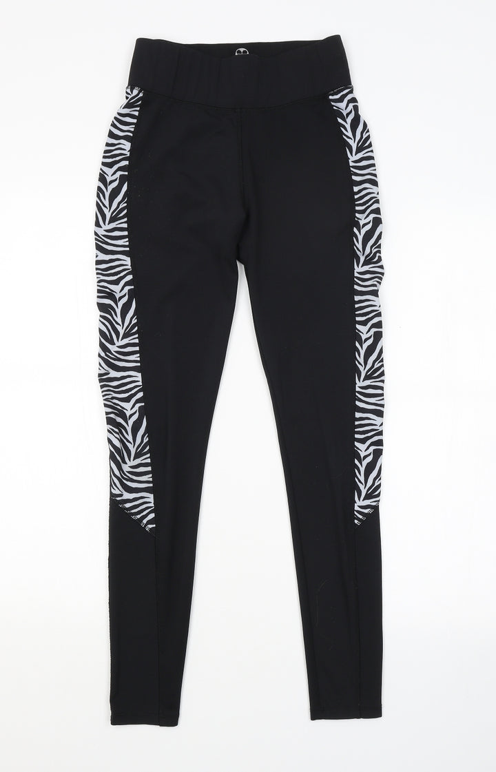 New Look Womens Black Animal Print Compression Leggings Size S L26 in