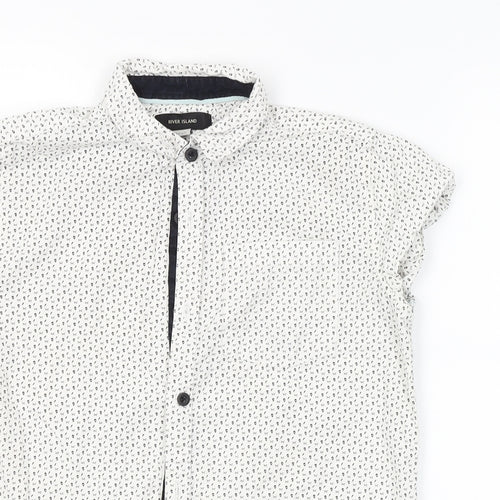 River Island Boys White Geometric  Basic Button-Up Size 12 Years