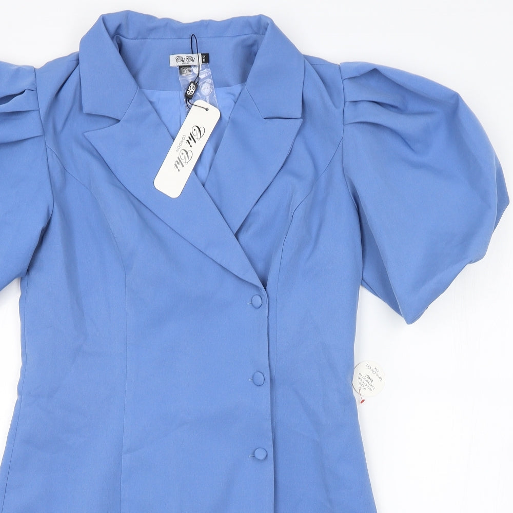 CHI CHI LONDON Womens Blue   Pea Coat Coat Size 10