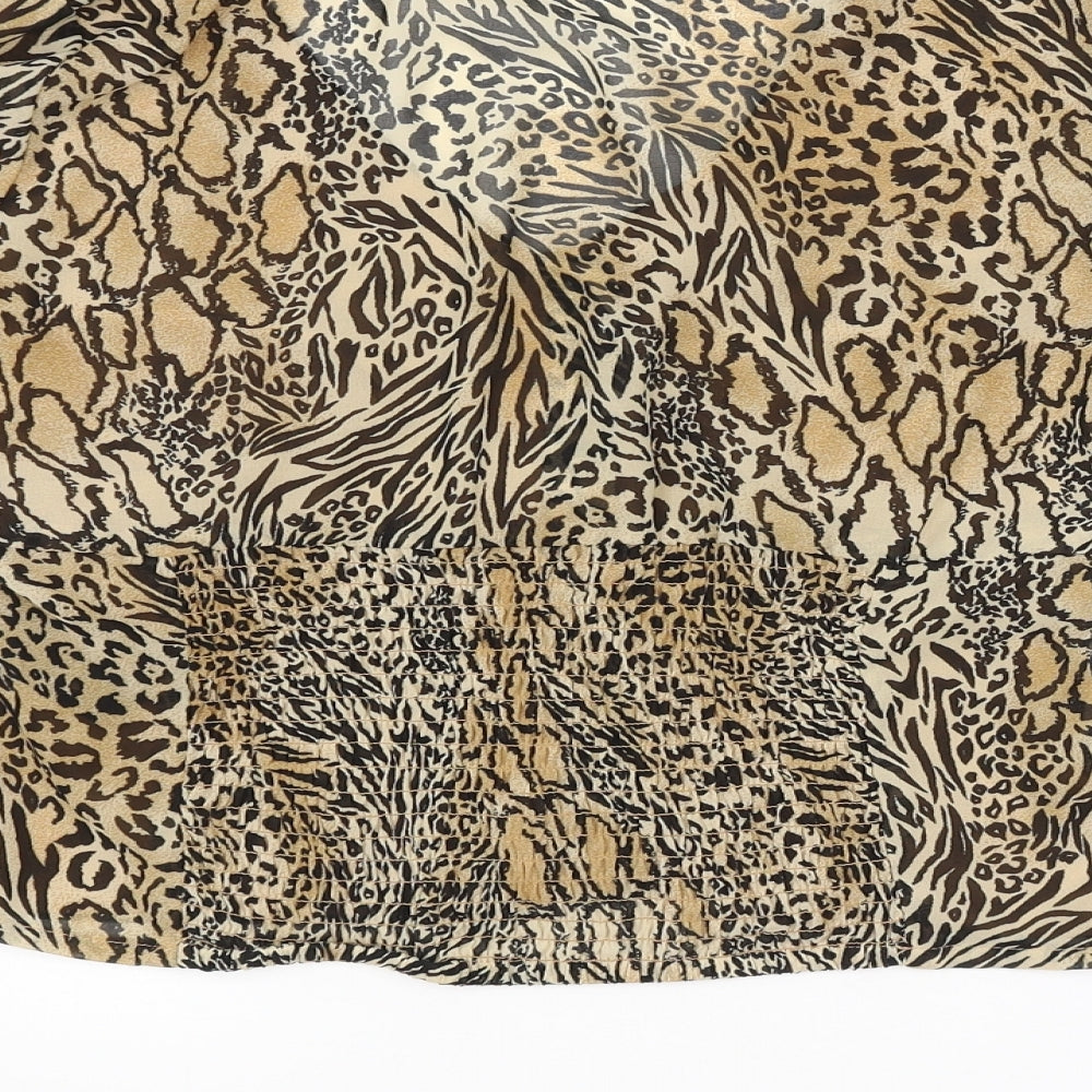 H&M Womens Brown Animal Print  Basic Button-Up Size 10
