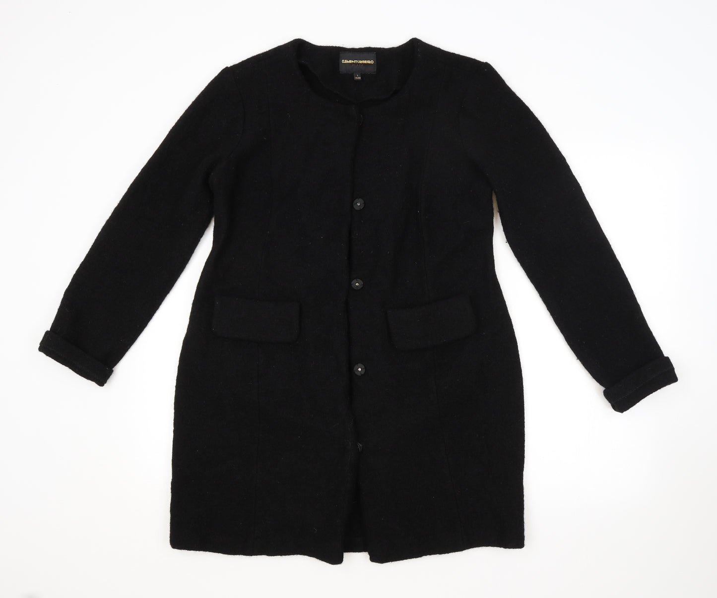 Clements Ribeiro Womens Black   Pea Coat Coat Size 14