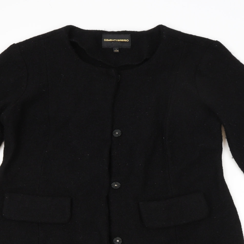 Clements Ribeiro Womens Black   Pea Coat Coat Size 14