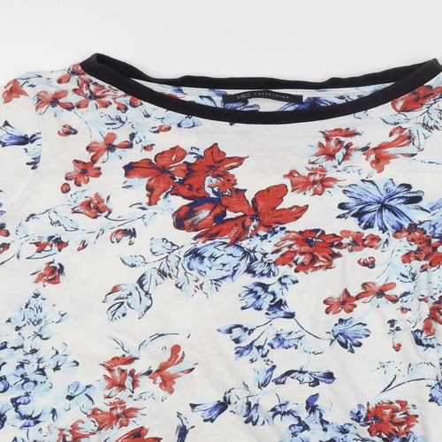 M&S Womens White Floral  Basic T-Shirt Size 12