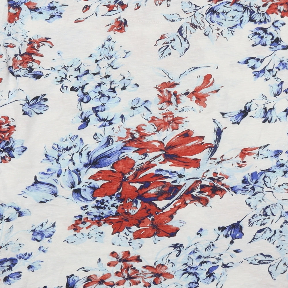 M&S Womens White Floral  Basic T-Shirt Size 12