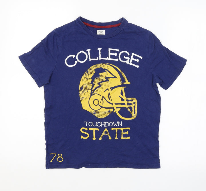 F&F Boys Blue Basic T-Shirt Size 9-10 Years