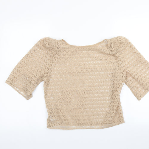 American Apparel Womens Beige   Basic T-Shirt Size S  - Open knit