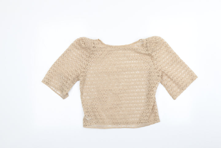 American Apparel Womens Beige Basic T-Shirt Size S - Open knit