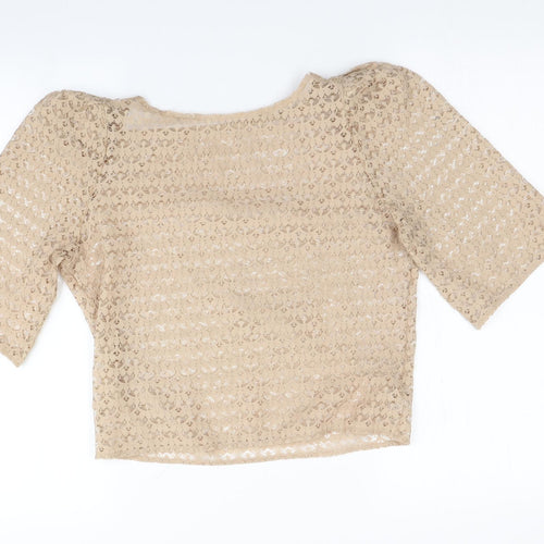 American Apparel Womens Beige   Basic T-Shirt Size S  - Open knit