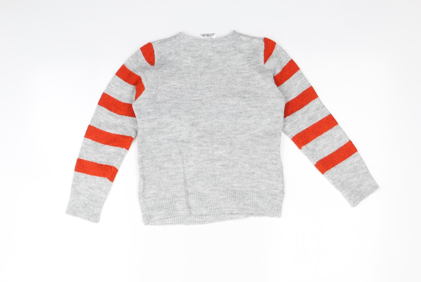 Lily and Dan Girls Grey Striped  Pullover Jumper Size 7-8 Years  - Christmas