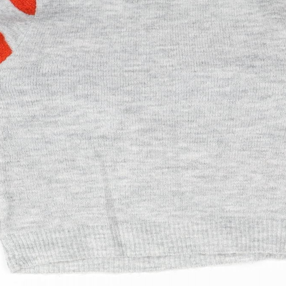 Lily and Dan Girls Grey Striped  Pullover Jumper Size 7-8 Years  - Christmas