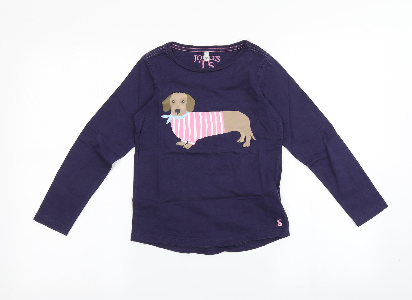 Joules Girls Blue   Basic T-Shirt Size 7-8 Years  - Dog print