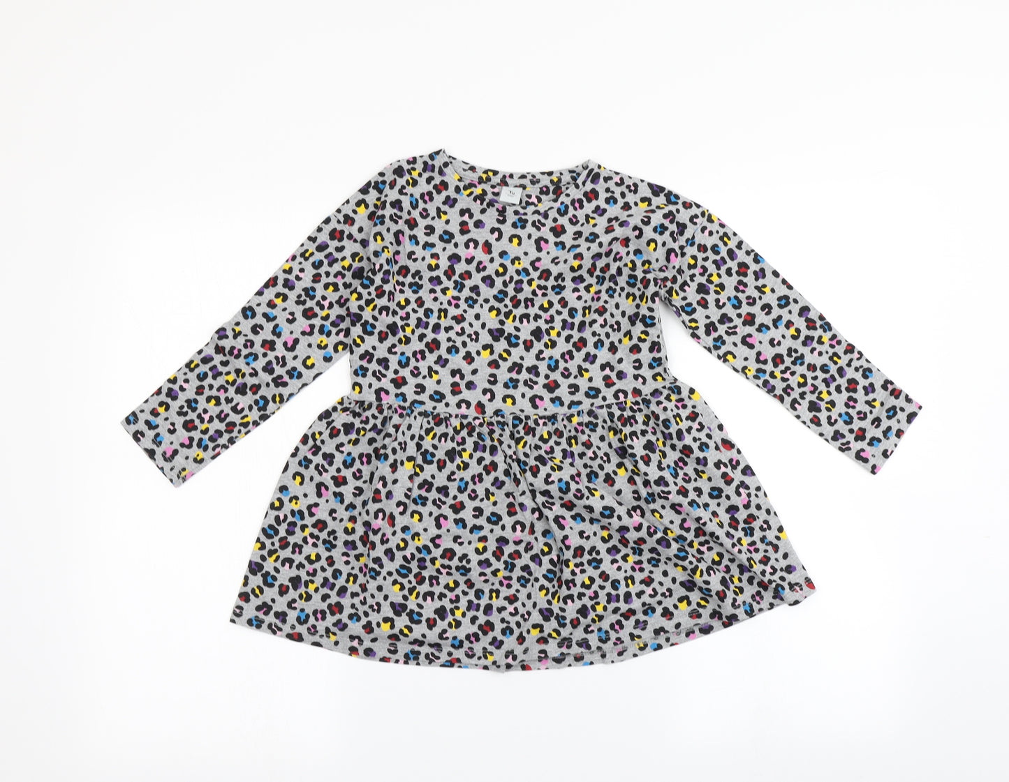 TU Girls Grey Animal Print  Fit & Flare  Size 7-8 Years