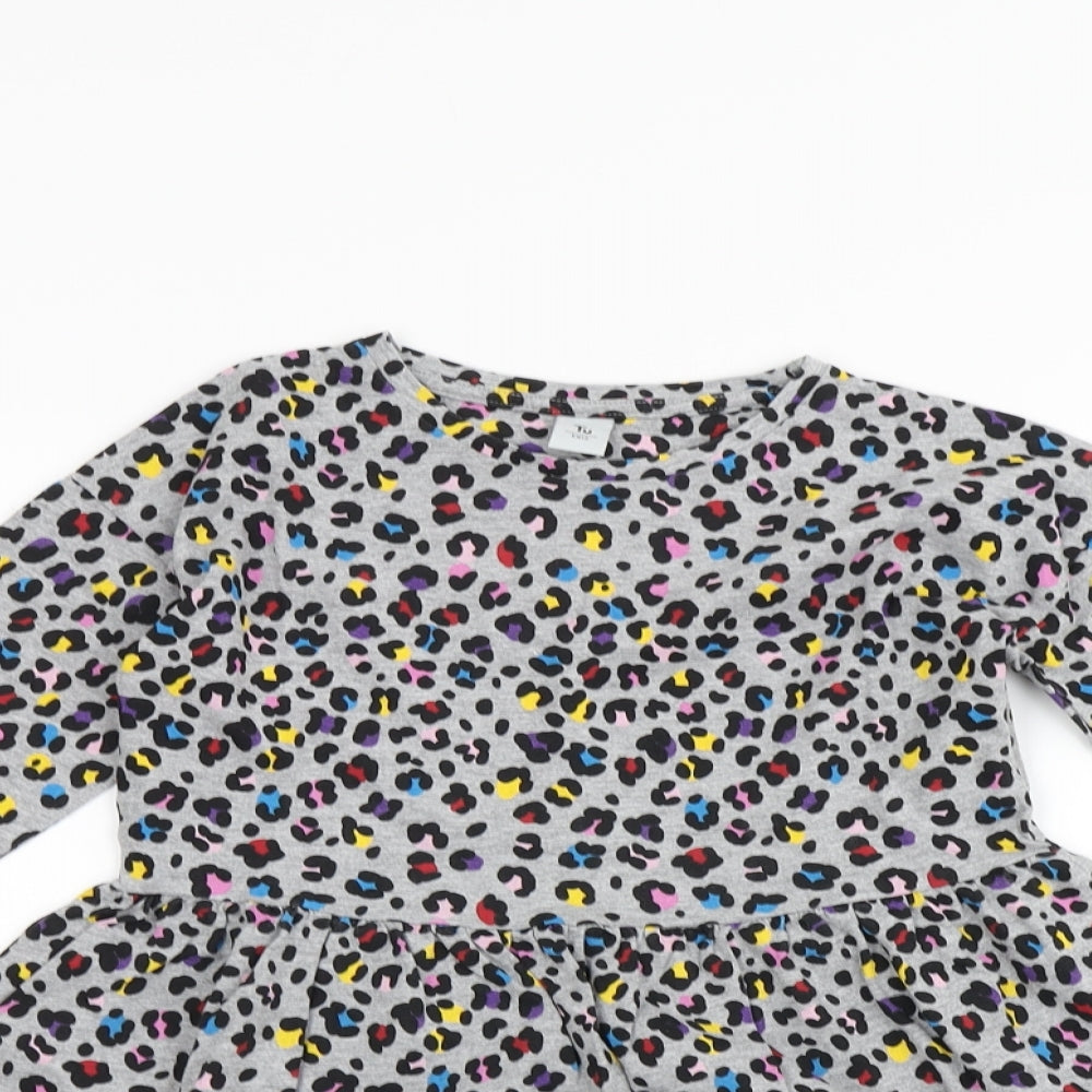TU Girls Grey Animal Print  Fit & Flare  Size 7-8 Years