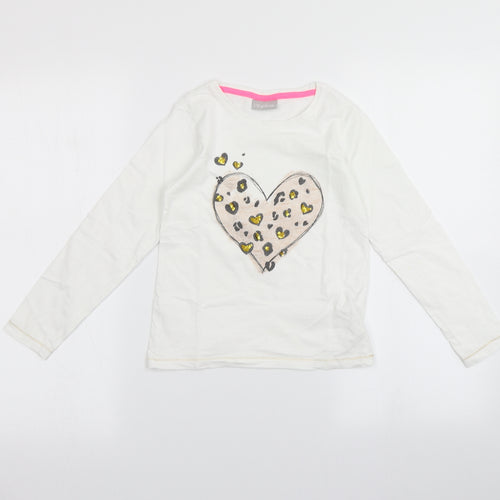 Matalan Girls White   Basic T-Shirt Size 8 Years  - Heart print
