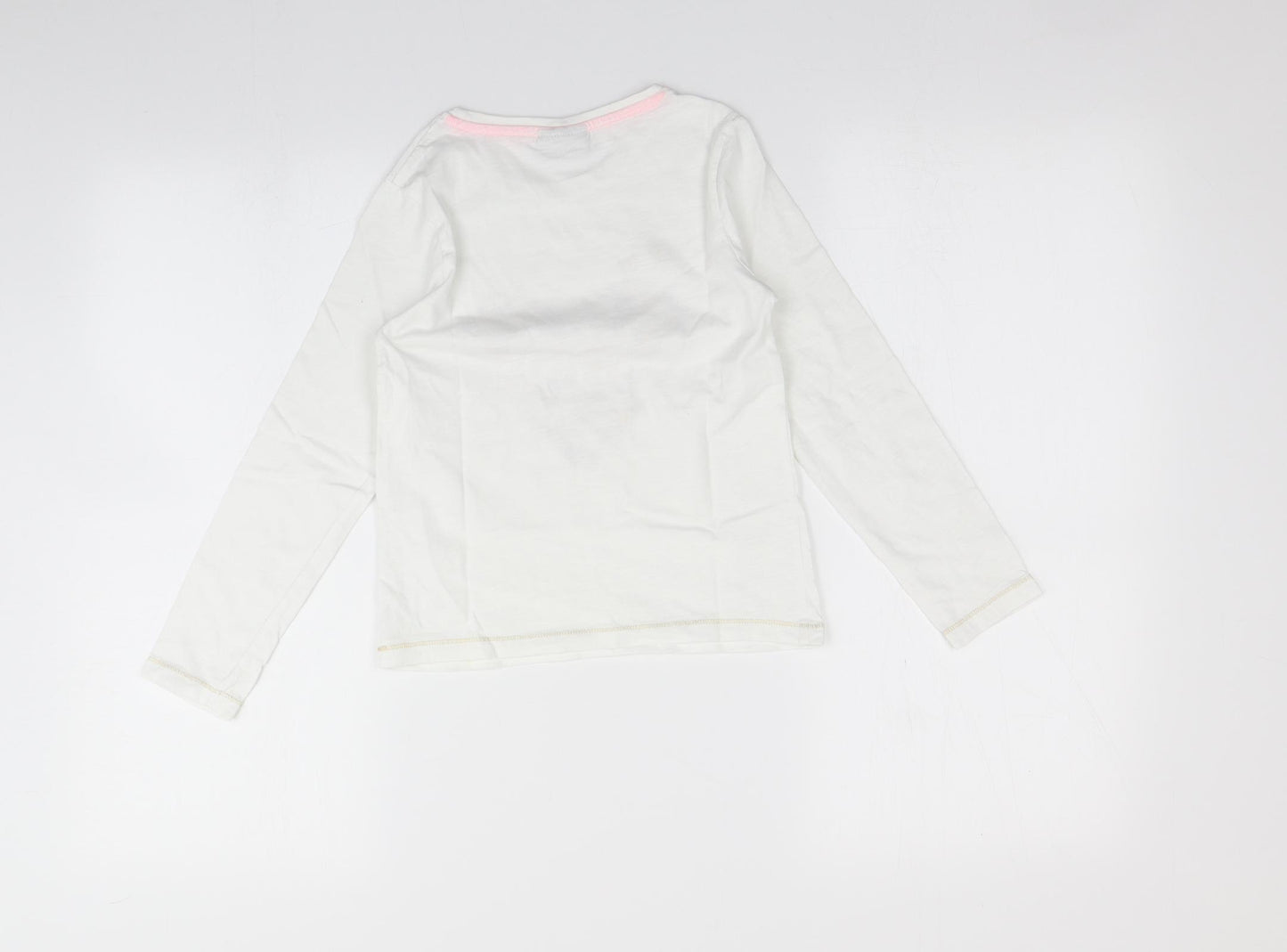 Matalan Girls White   Basic T-Shirt Size 8 Years  - Heart print