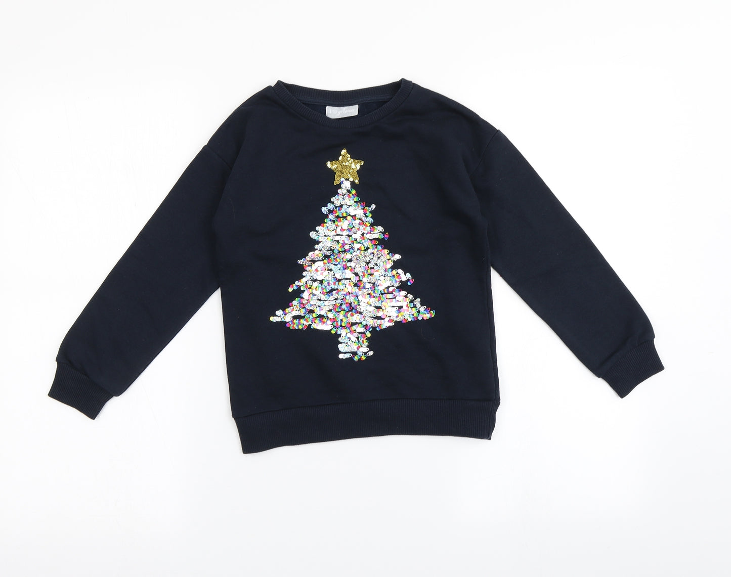 Matalan Girls Blue   Pullover Jumper Size 8 Years  - Christmas tree