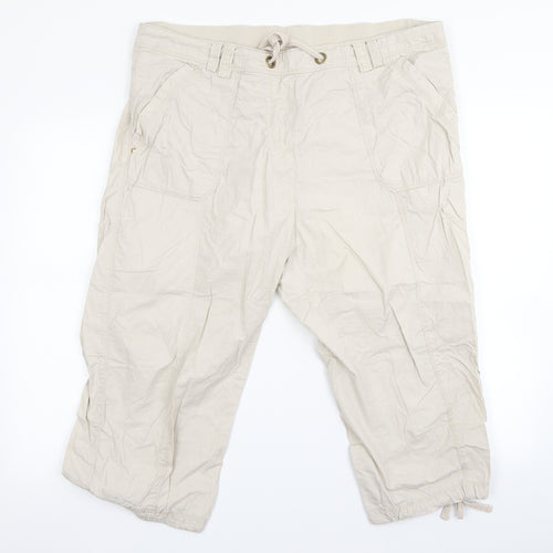 Peacocks Womens Beige   Cropped Trousers Size 18 L23 in