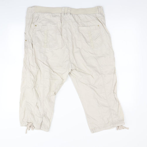 Peacocks Womens Beige   Cropped Trousers Size 18 L23 in